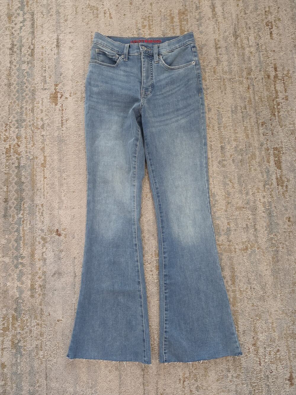 Lucky Brand Stevie High Rise Flare Jeans Womens Size 4/27 A Light Blue Frayed